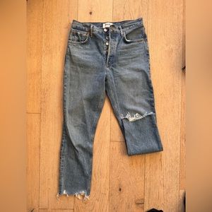 Agolde Riley crop in non stretch medium/light blue denim size 27